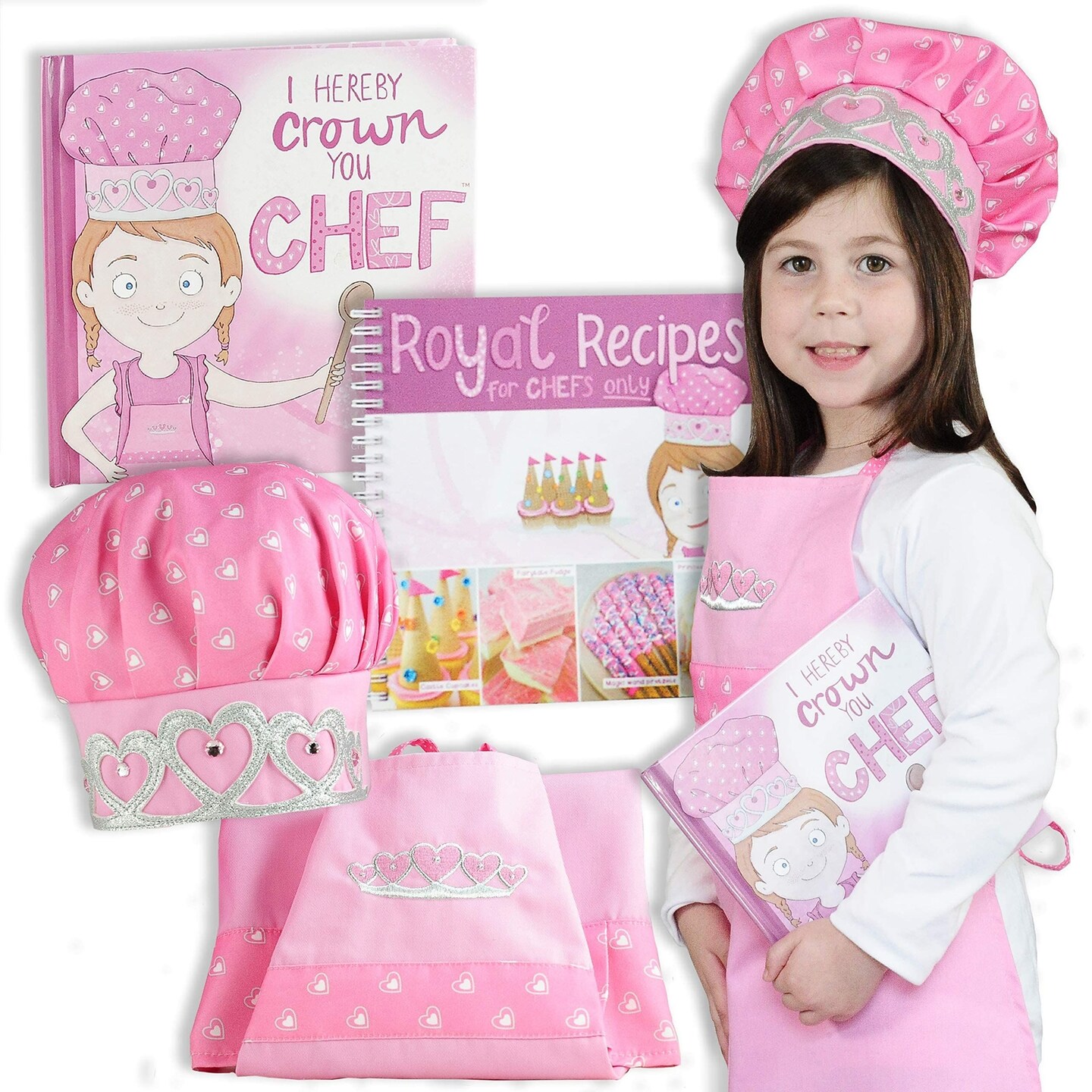 Tickle &#x26; Main I Hereby Crown You - Chef Princess Chef Gift Set, Kids Chef Hat and Apron for Girls Age 3 - 7 Years Old