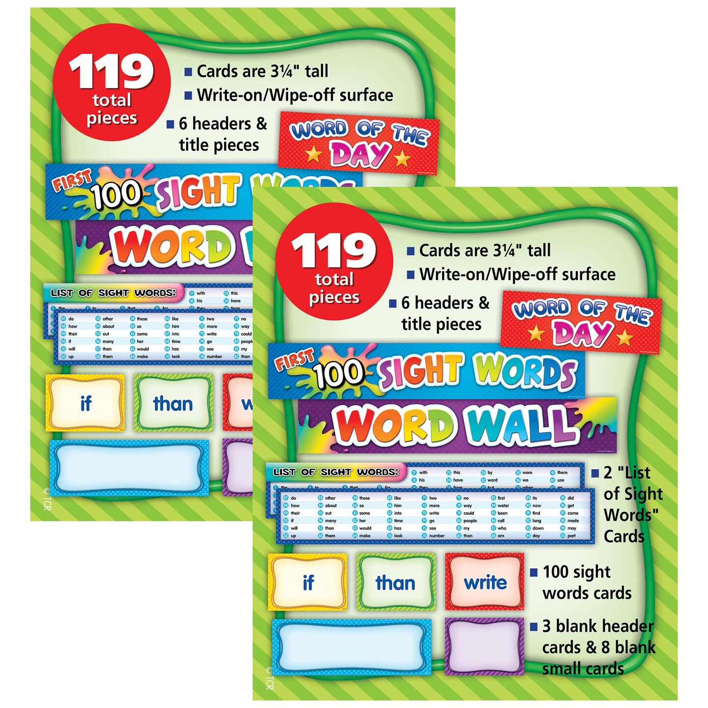 first-100-sight-words-pocket-chart-cards-119-pieces-per-pack-2-packs-michaels