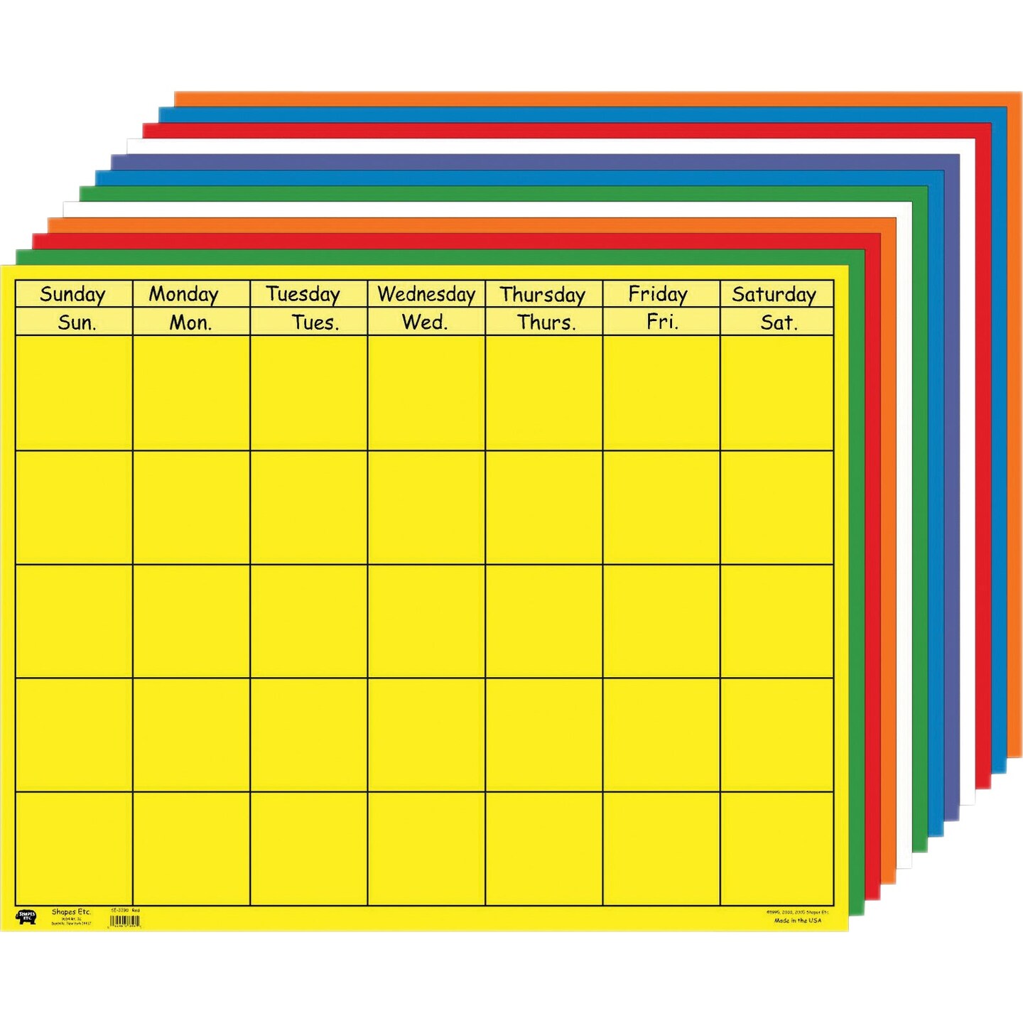 Horizontal Calendar Set, 22&#x22; x 28&#x22;, Assorted Colors, Pack of 12