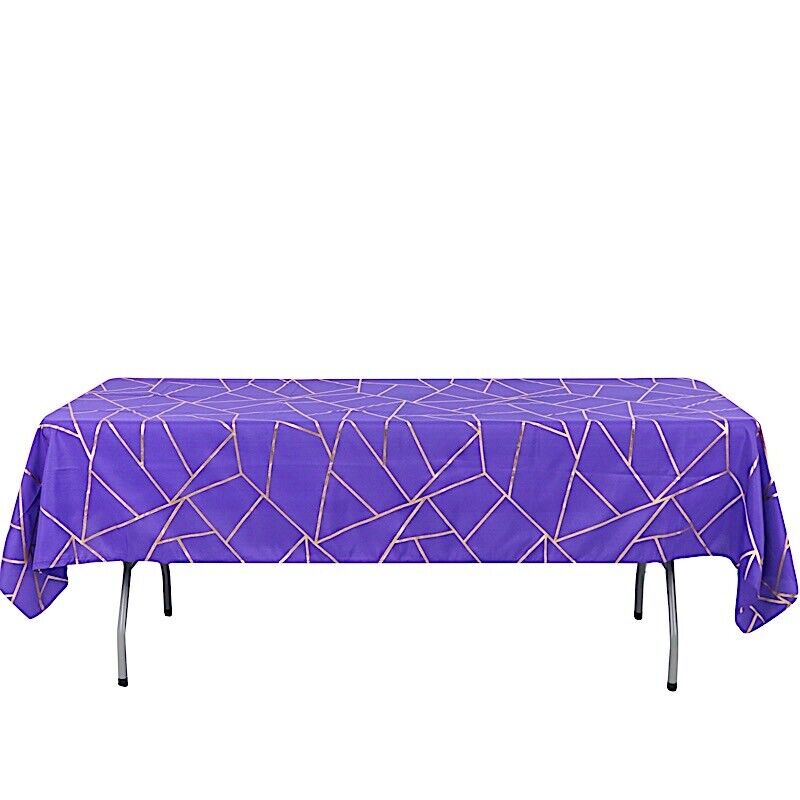 PURPLE GOLD 60"x102" Polyester Rectangle TABLECLOTH GEOMETRIC PATTERN