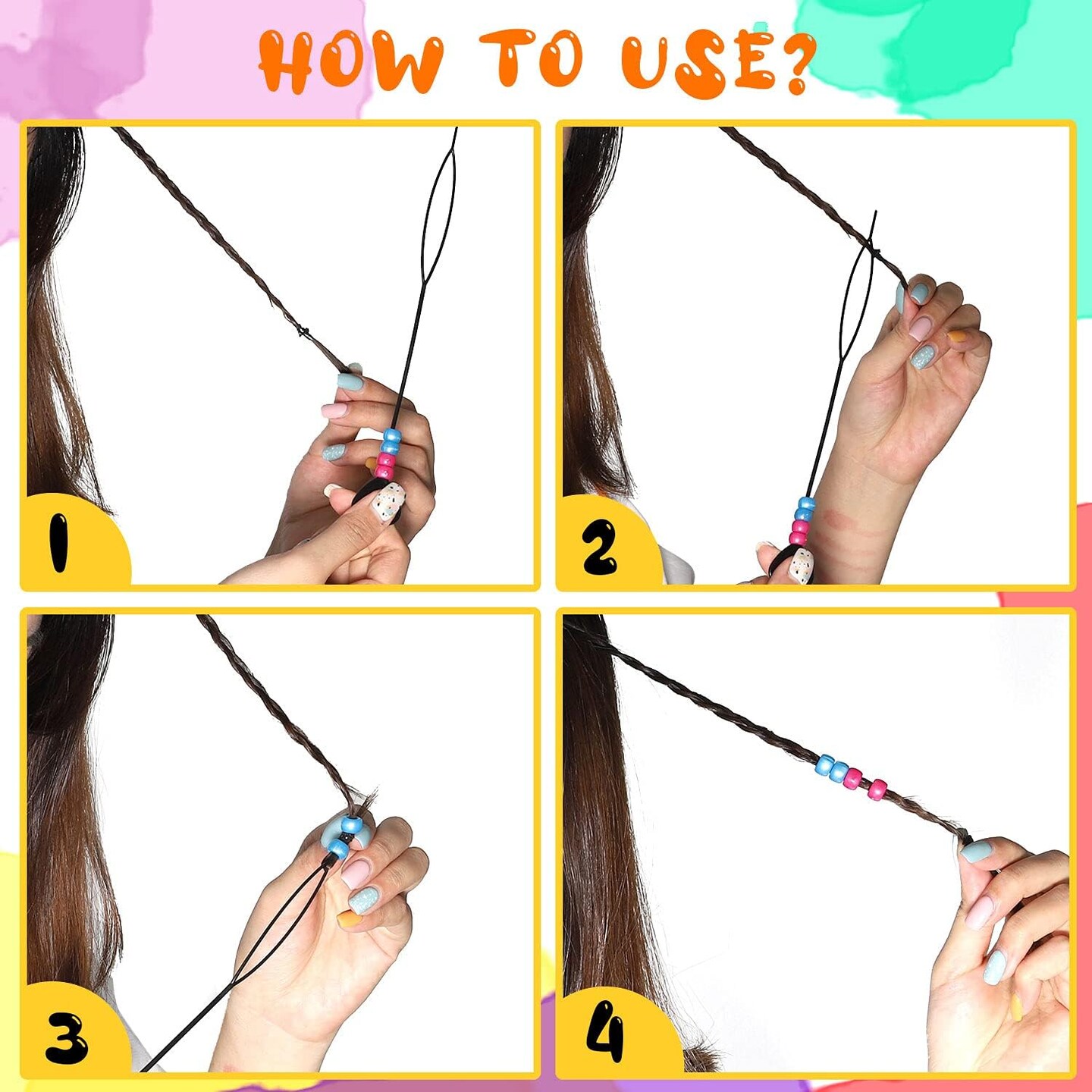 2810pcs Pony Beads Bracelet Making Kit,DIY Jewelry Making Kit Hair Beads 24 Colors Rainbow Plastic Kandi Beads 1000 Elastic Rubber Bands 10 Heart Beader for Hair