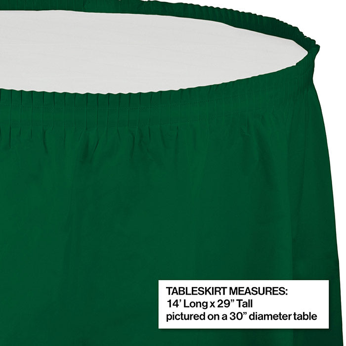 Hunter Green Plastic Tableskirt, 14&#x27; X 29&#x22;