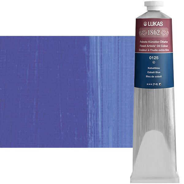 LUKAS 1862 Professional Artist Oil Paint - Cobalt Blue, 200 mL - Outstanding Lightfastness, Non-Yellowing, with Beeswax for Smooth, Buttery Texture, Consistent Hue, Ideal for Professional Artists