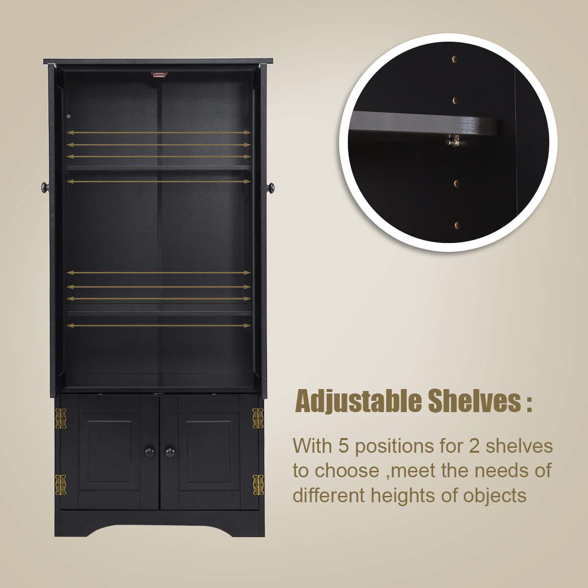 4-door Accent Storage Cabinet with Adjustable Shelves - 24" x 13" x 49" (L x W x H)
