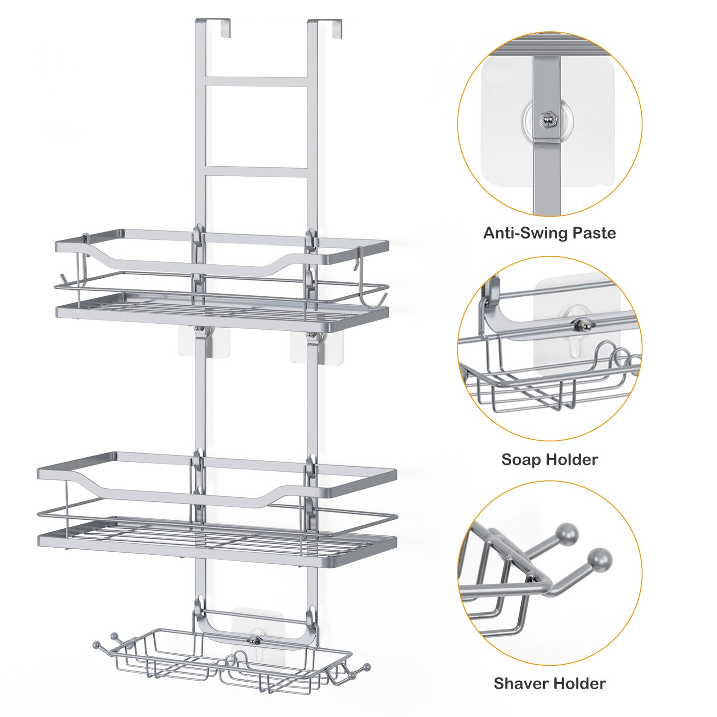 2 Tier Hanging Shower Organizer Over Door Metal Organizer Shelves Storage Rack