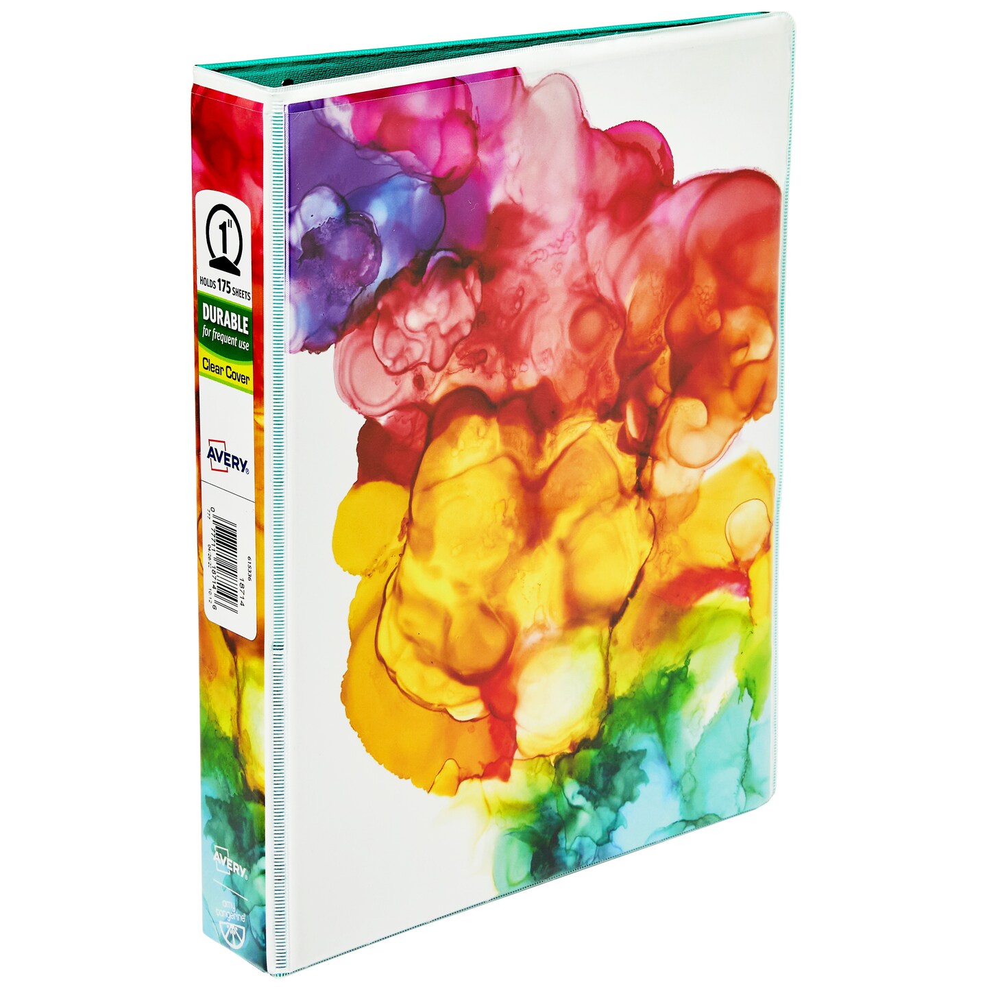 Avery + Amy Tangerine Designer Collection Mini Binder, 5.5" x 8.5", 1 Inch Round Rings, Rainbow Inkblot, 1 Mini 3 Ring Binder (18714)