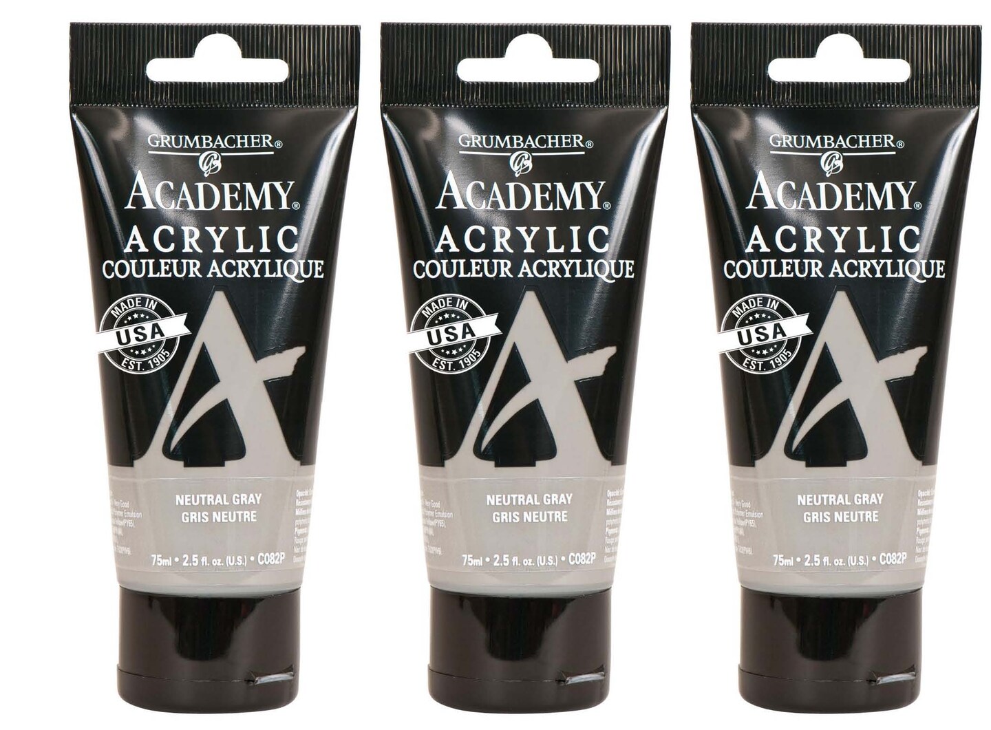 Grumbacher Academy® Acrylic Box of 3 - Gray Color Family, 75ml