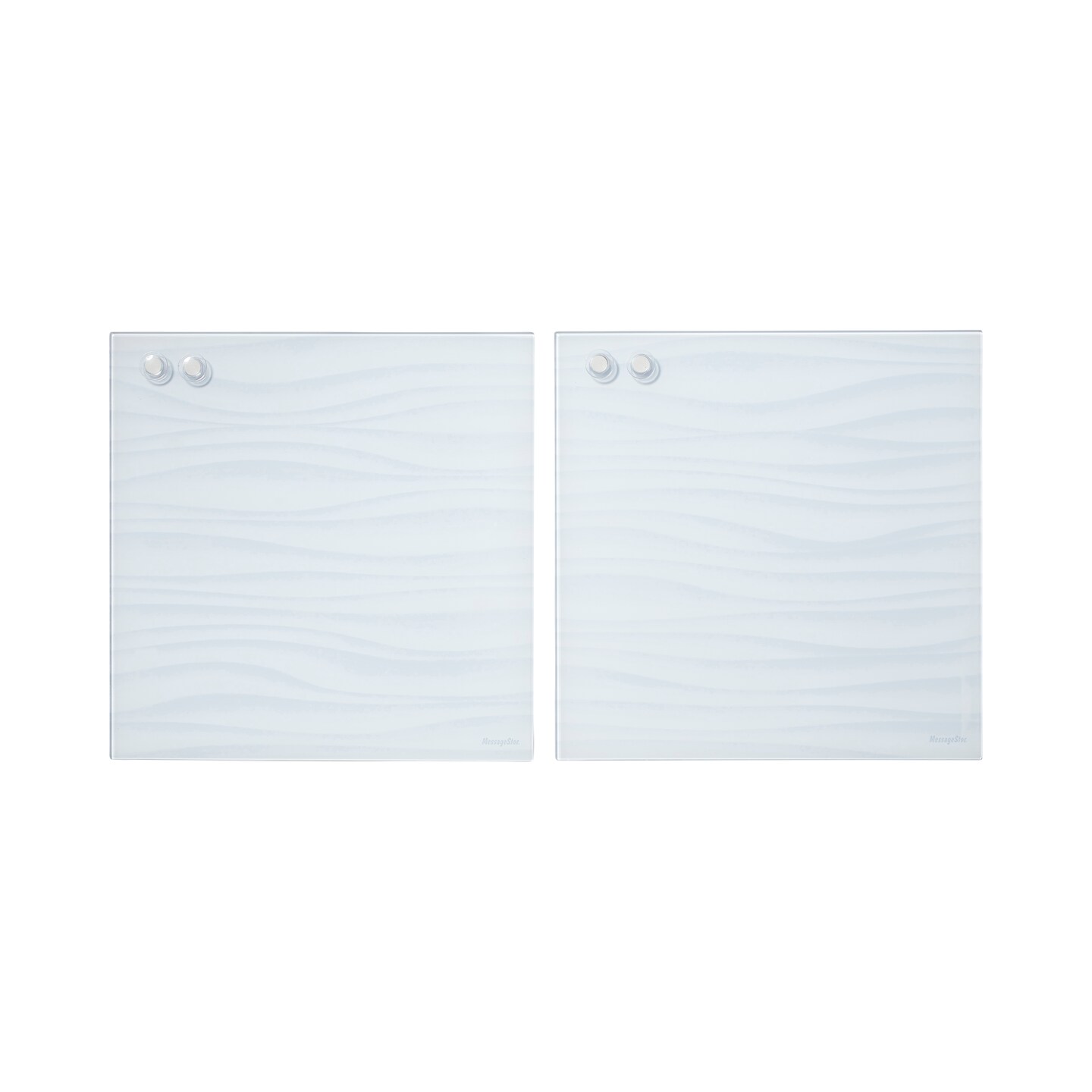 Magnetic Dry-Erase Glass Board with Magnets, 17.5in x 17.5in, Wall-Mounted Whiteboard, 2-Pack