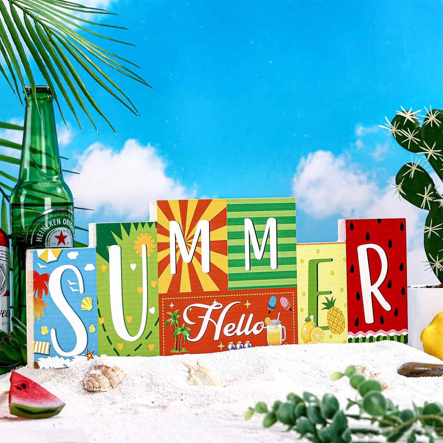 Reversible Summer Wooden Table Sign