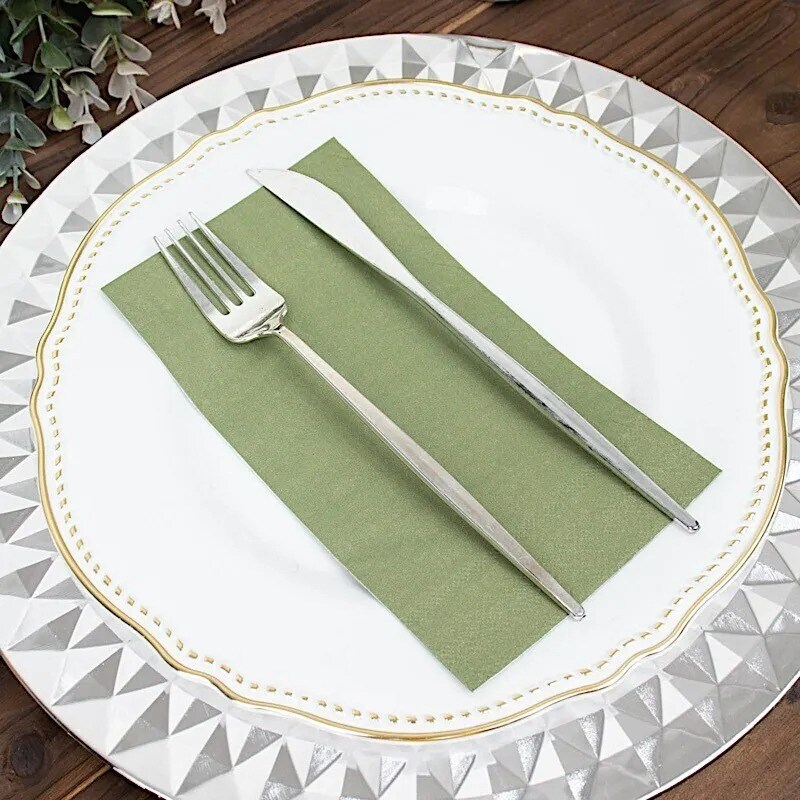 OLIVE GREEN 50 Soft 2 Ply Dinner Cocktail Paper NAPKINS