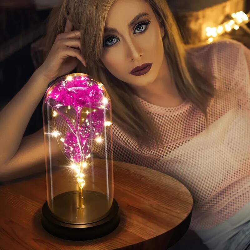 LED Galaxy Enchanted Rose Glass