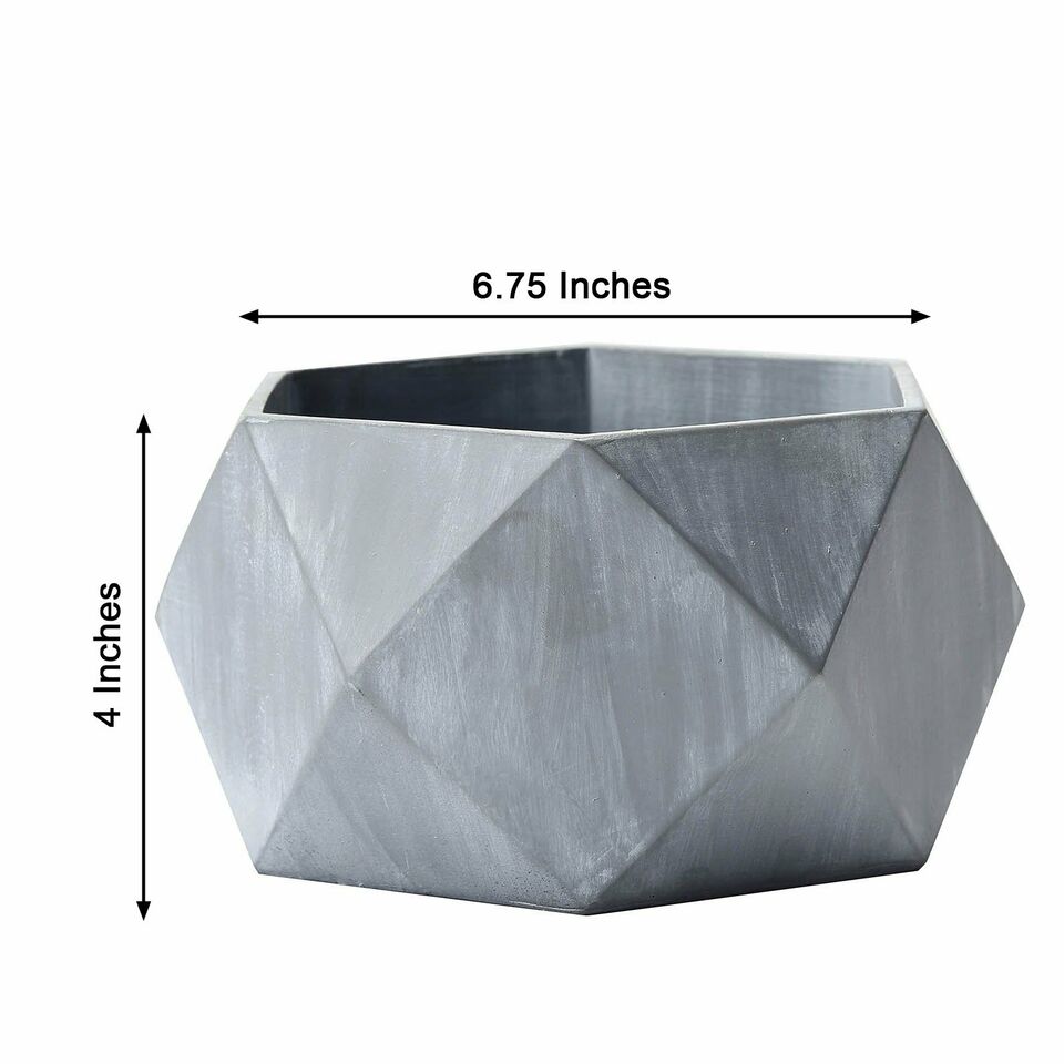 Gray 4-inch Concrete FLOWER POT Geometric Mini Planter