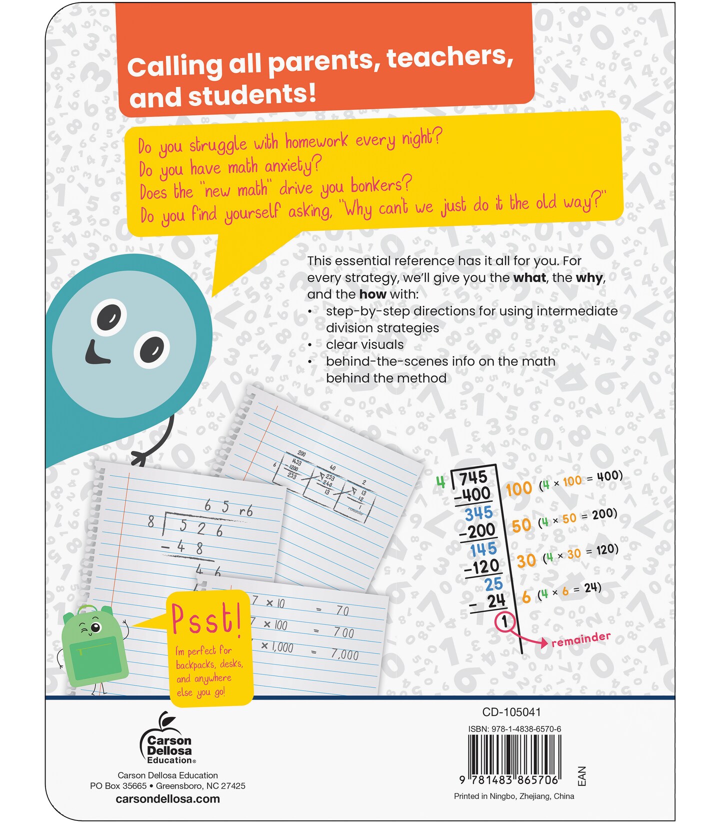 Carson Dellosa Break It Down Grade 4-6 Intermediate Division Strategies Math Reference Book, 4th, 5th, 6th Grade Math Guide to Understanding Distributive Property &#x26; Long Division, Grades 4-6 Math Book