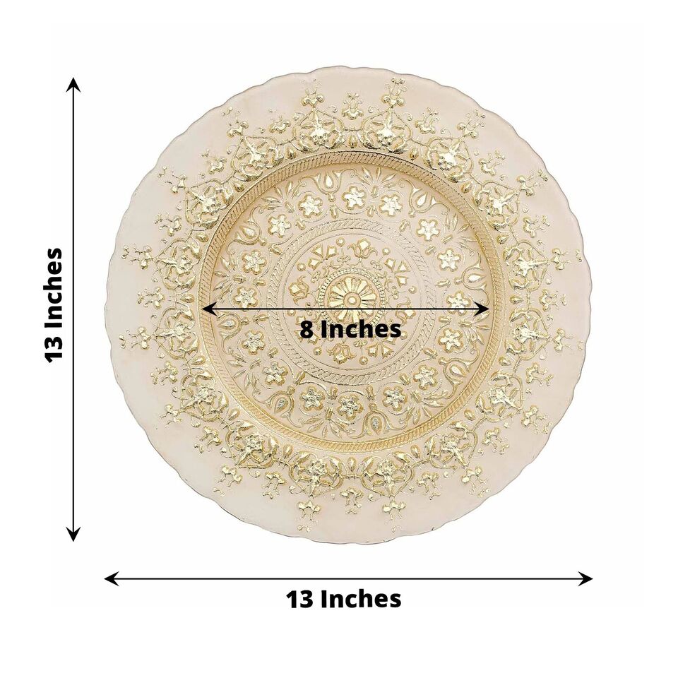 GOLD 8 Round 13&#x22; Monaco Style Glass CHARGER PLATES