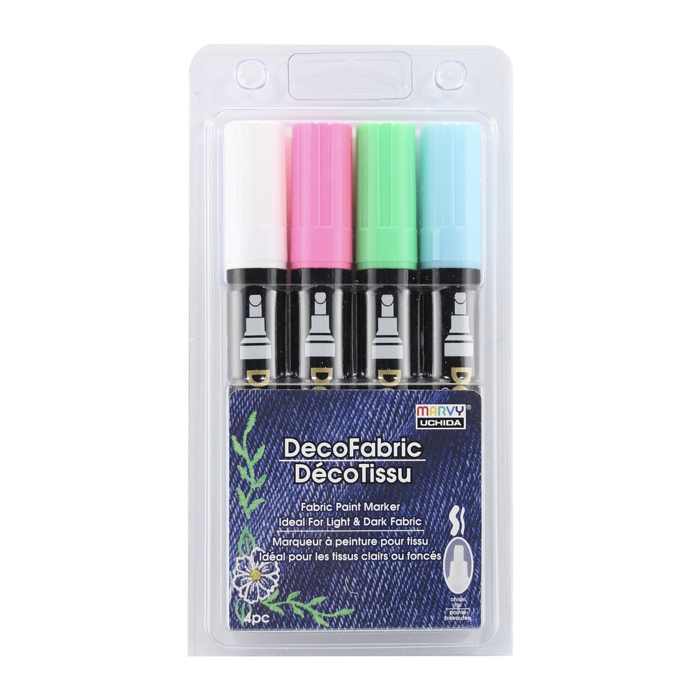 Uchida DecoFabric Opaque Paint Marker Chisel Tip 4/Pkg