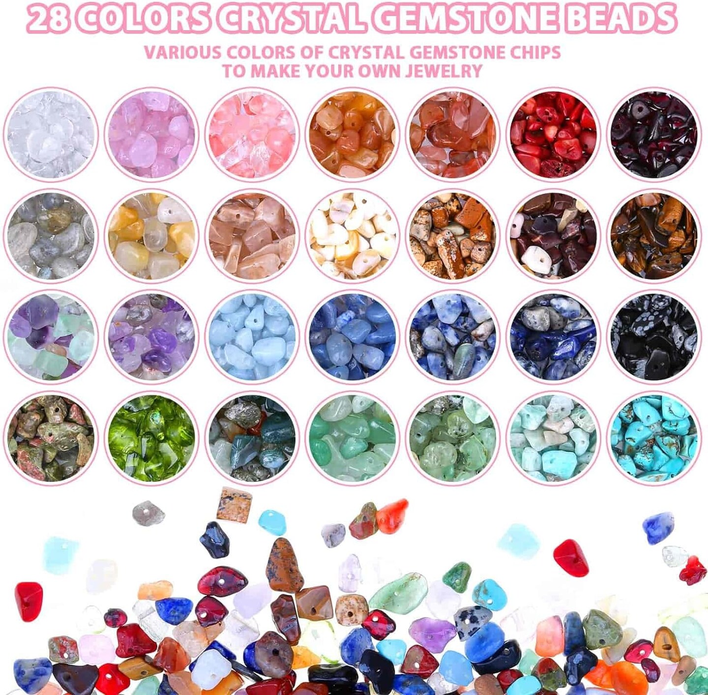 Ring Making Kit with Crystal Beads, 28 Colors Crystal Jewelry Making Kit with Crystals, Jewelry Wire, Pliers and Earring Making Supplies for Jewelry Making