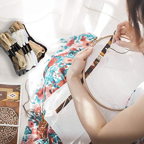 32 Skeins Black to White Gradient Grey Brown Embroidery Floss, Cross Stitch Threads Friendship Bracelets Floss with 12 Floss Bobbins, 2 Embroidery Needles and Needle Threader