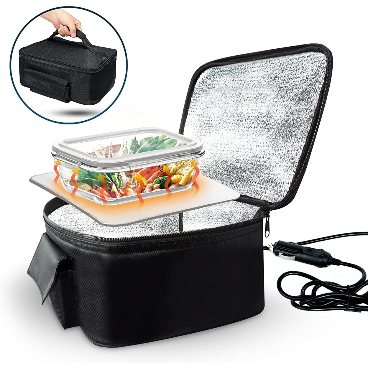 Zone Tech   Car Travel Camping Heated Insulated Lunch Box Stove Carrying Case