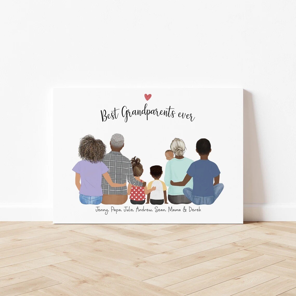 Personalized Framed Wall Art Grandparents and children, Mother's day gift, grandkids portrait, grandpa gift idea, grandma birthday present product 2