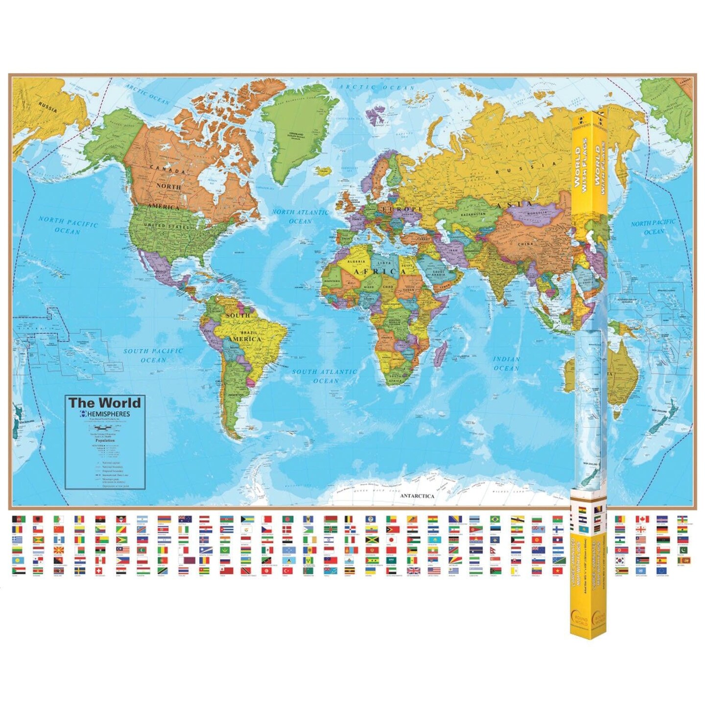 Blue Ocean Series World Laminated Wall Map, 38&#x22; x 51&#x22;