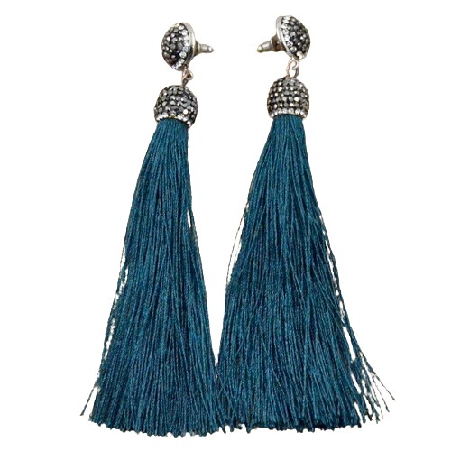 Kitcheniva Fashion Charm Crystal Tassel Rhinestone Cap Fringe Dangle Earrings