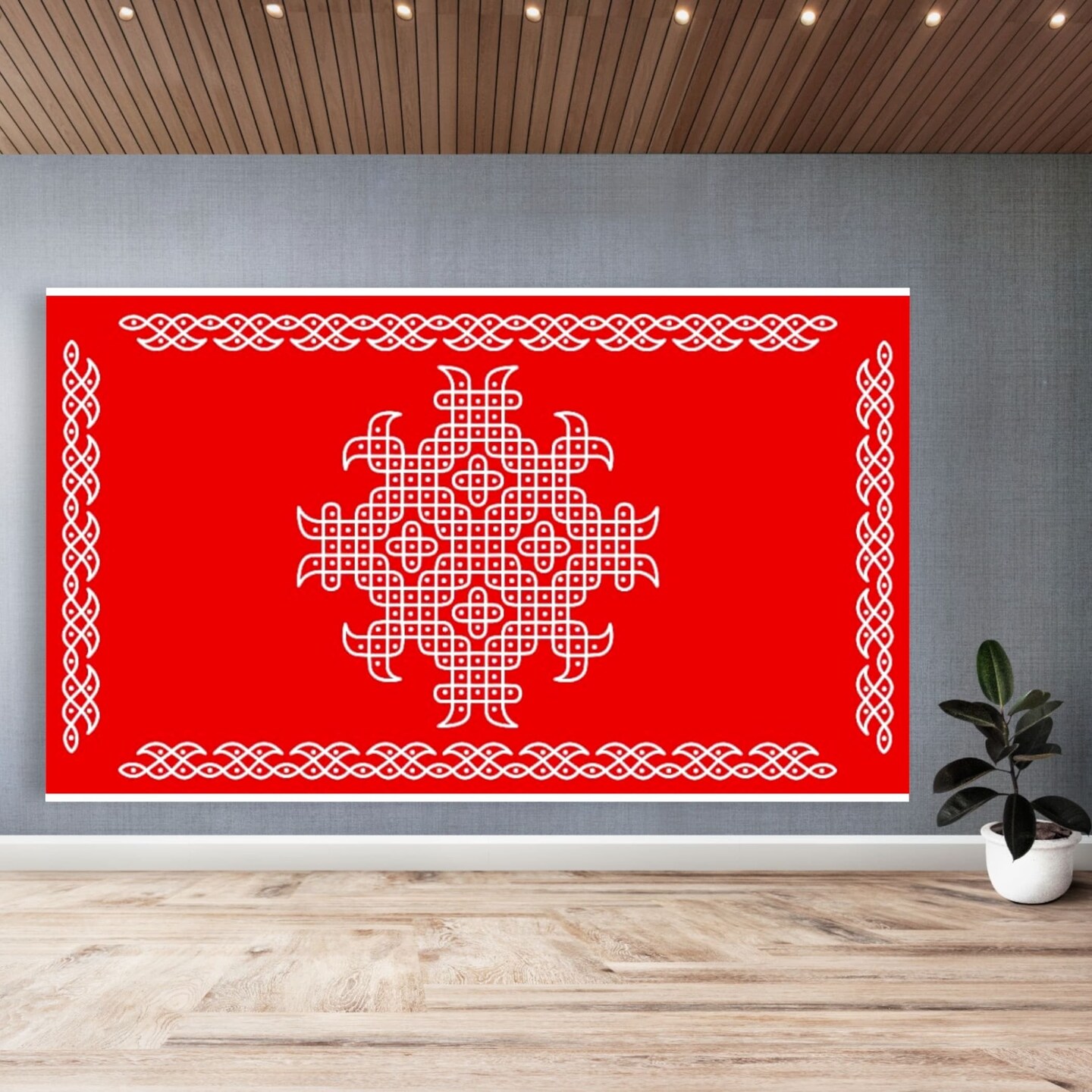 Indian Traditional Kolam Rangoli Cloth Backdrop Photo Decor Banner Pooja Room Decor Dot Kolam Backdrop for Diwali Ganesha Puja Wedding Housewarming Gift