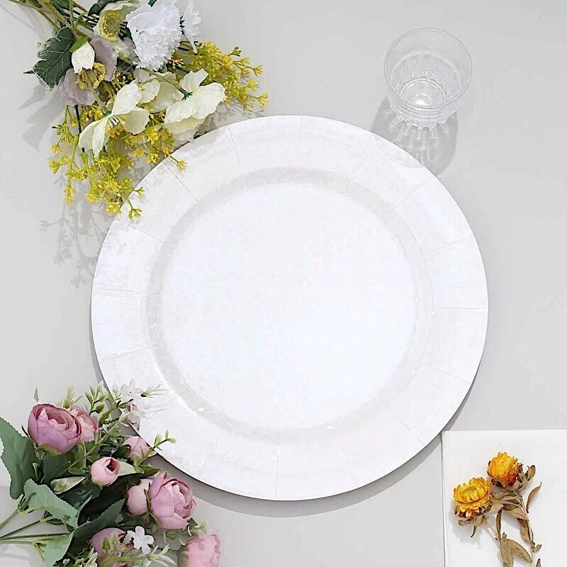 IRIDESCENT 10 Round 13" Disposable Paper CHARGER PLATES | Michaels