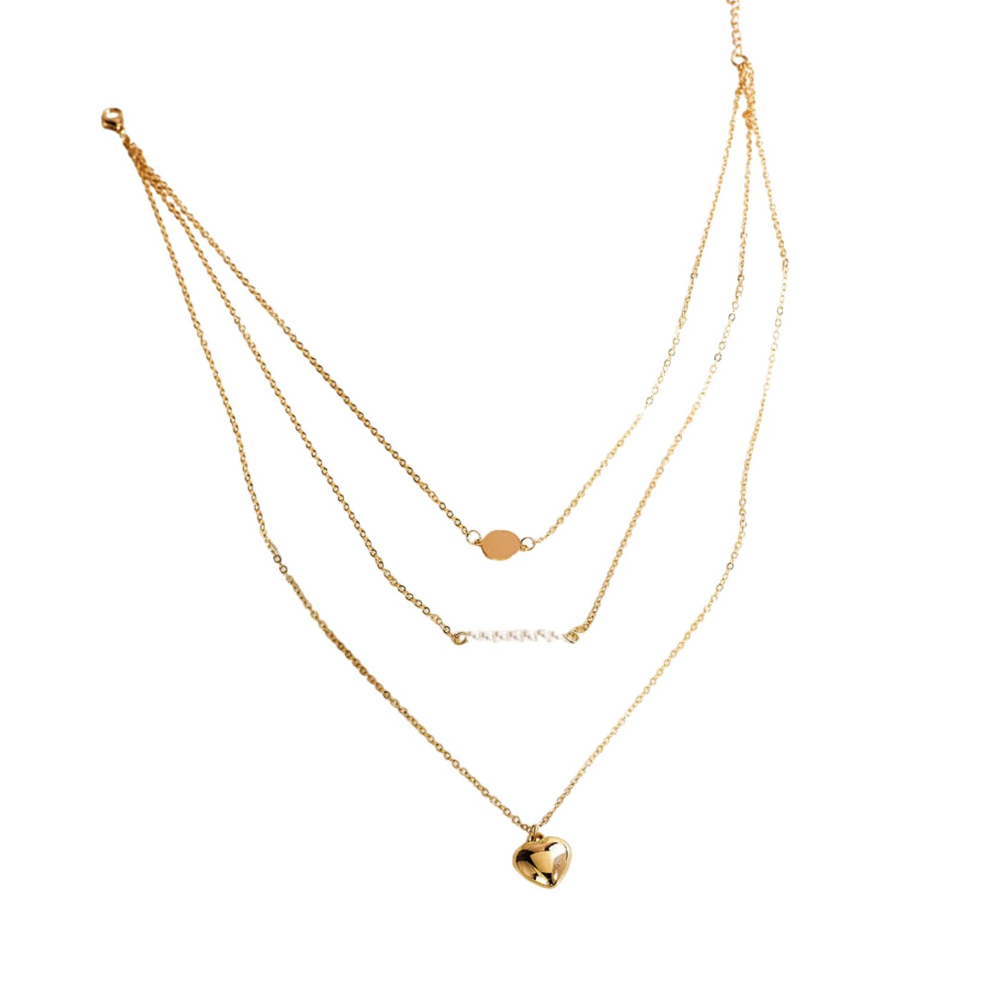 Triple Layer Pendant Necklace with Gold Color Chain Aesthetic Fake Silver Gold Plated Cross Chain Choker Necklace with Tiny Butterfly Pendant Gift for Her