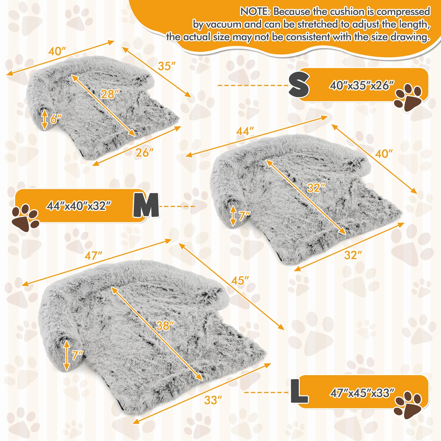 Plush Calming Dog Couch Bed with Removable and Washable Zipper Cover