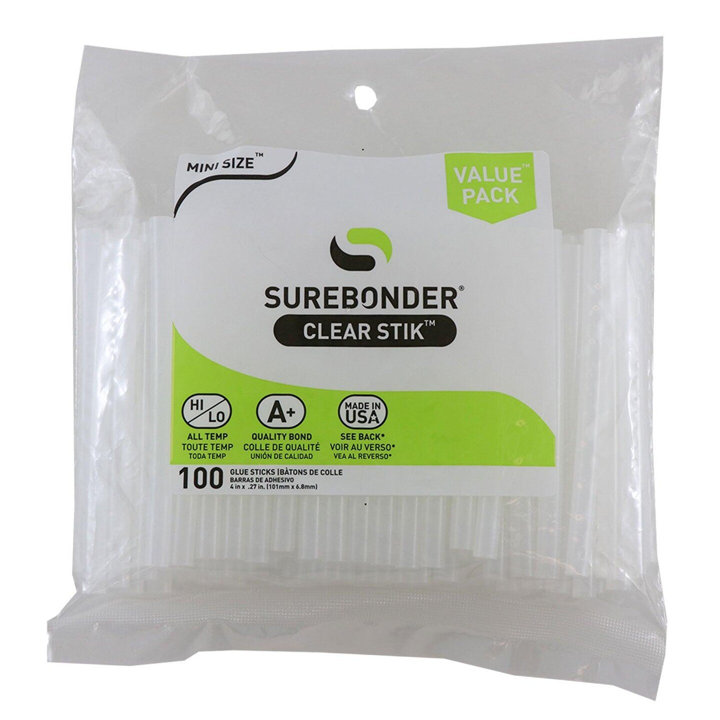 Dual Temp Mini Glue Stick, Clear, 4&#x22; x 5/16&#x22; 100 Per Pack, 2 Packs