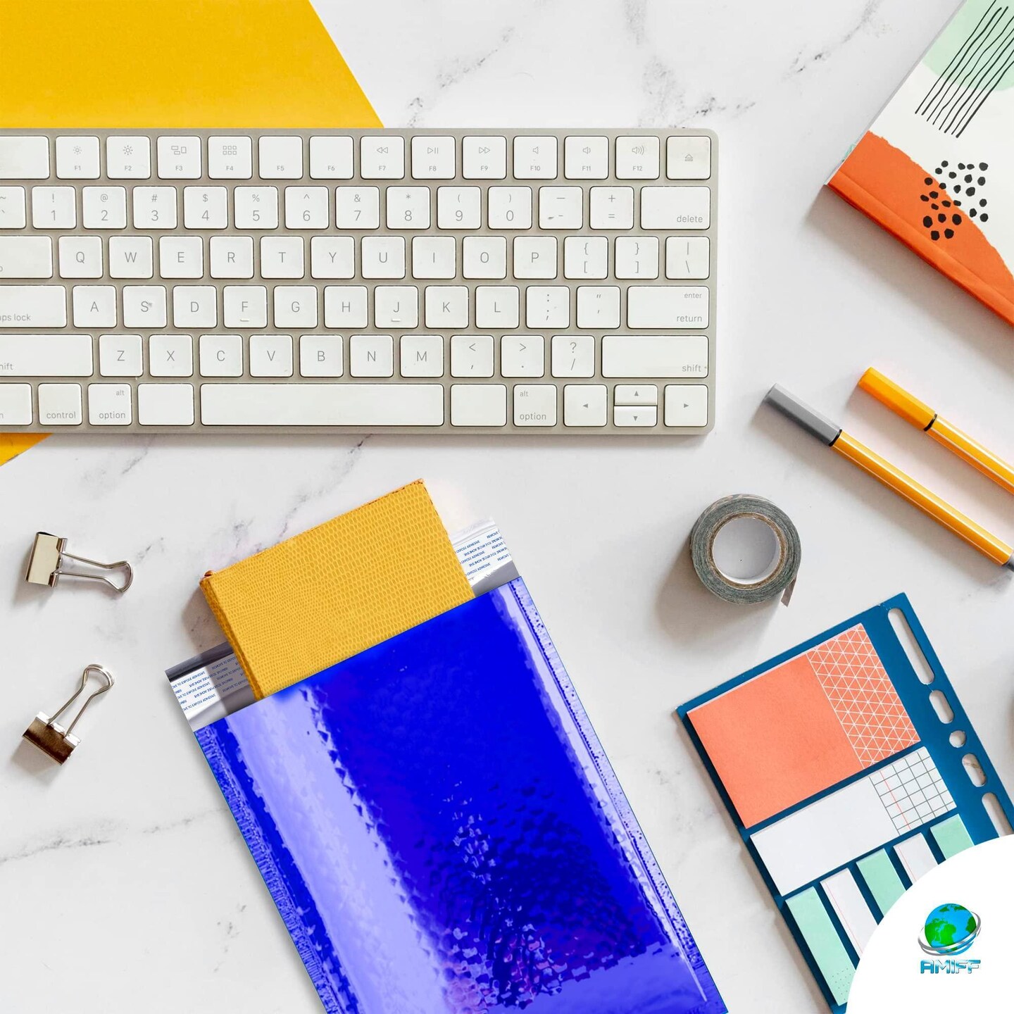 Blue Bubble Mailers 6.5 x 9 Pack of 10 Padded Cushion Mailing Envelopes 6 1/2 x 9 Shipping Bags with Peel and Seal Glamour Blue Metallic Foiled Bag for Mailing Packing