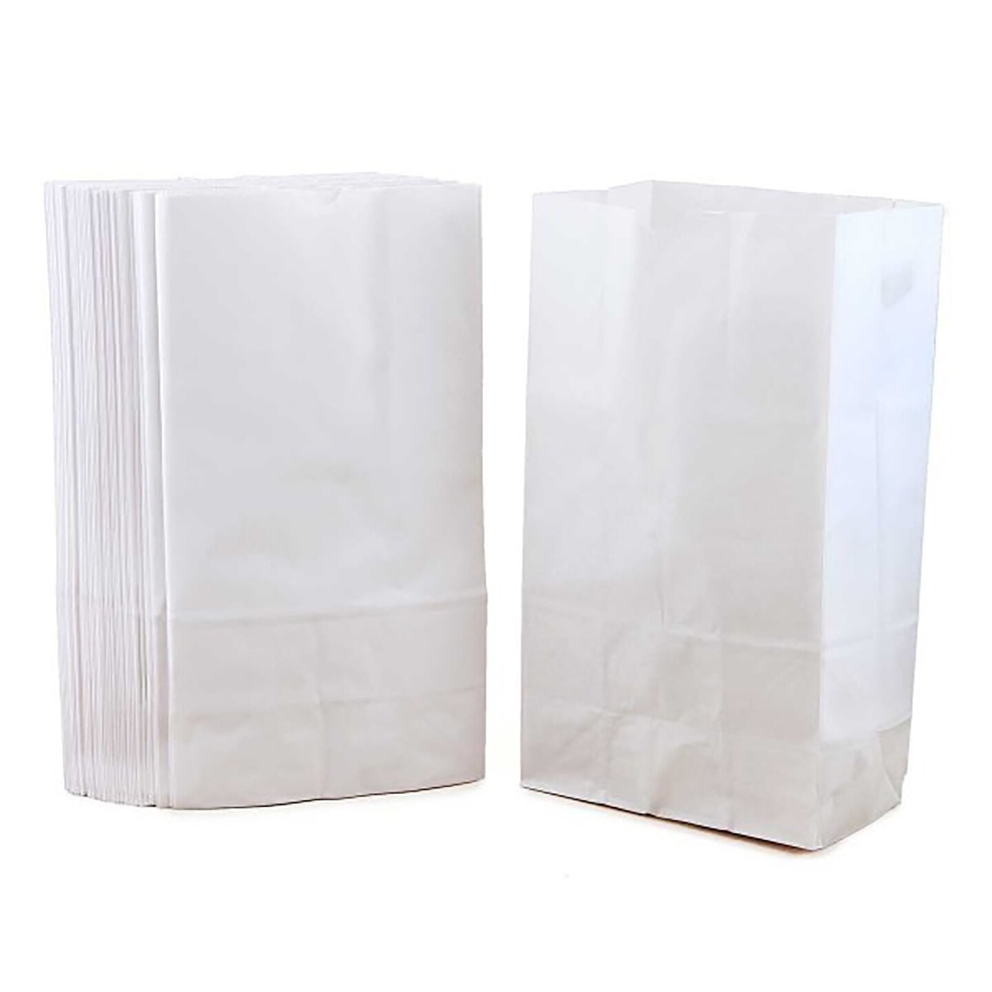 Large Gusseted Paper Bags, 6&#x22; x 3.5&#x22; x 11&#x22;, White, 100/Pack