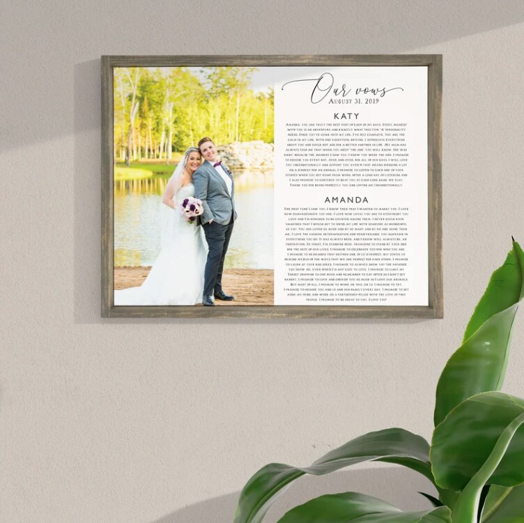 Paper anniversary. Set of 3 Wedding vows. Personalized Canvas on sale Prints. Wedding vows on canvas. Personalized vows with picture.