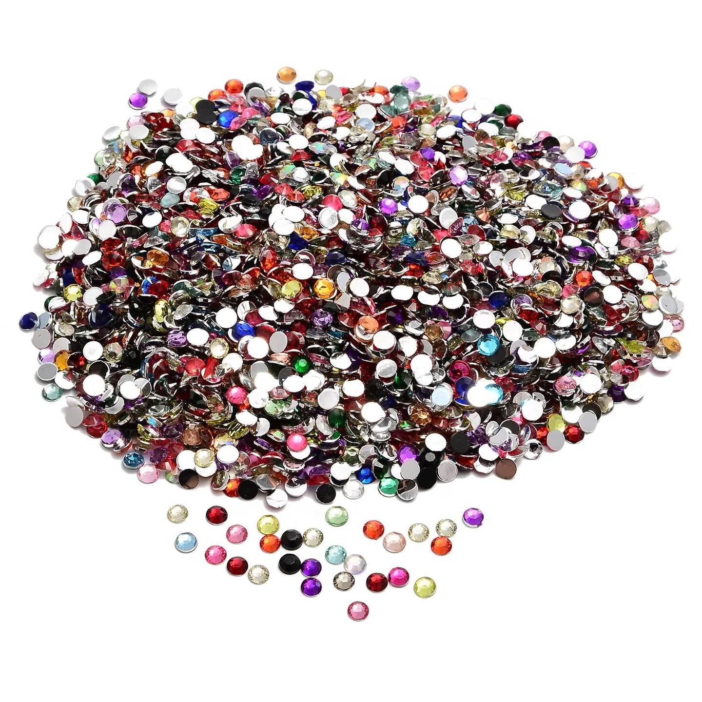 Kitcheniva Flat Back Acrylic Rhinestones Round Loose Beads Mix Color