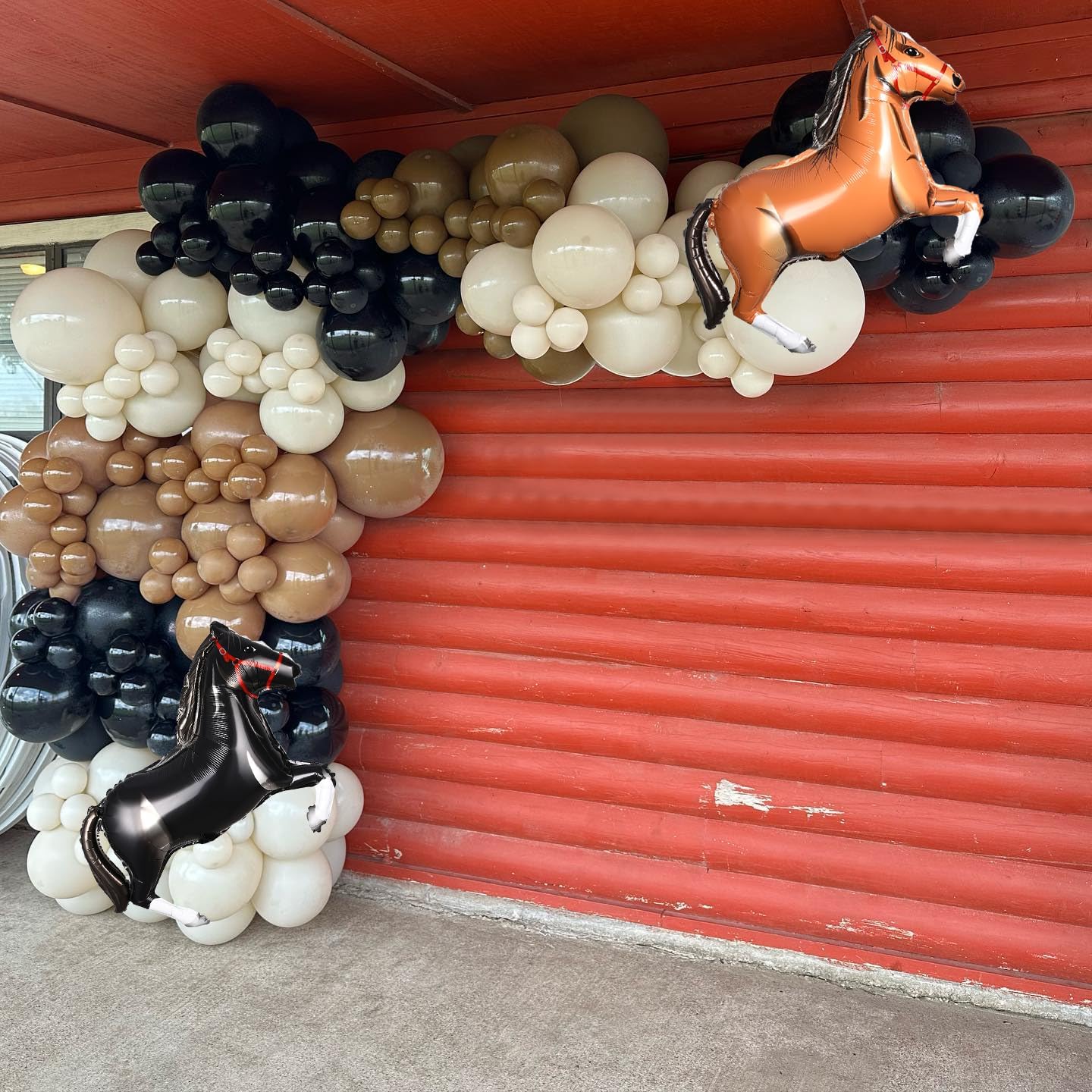 Western Cowboy Party Decorations,Horse Racing Balloon Arch Garland Kit,136PCS Black White Blush Brown Balloons for Derby Day Festival Farm Cow Wild Party Birthday Baby Shower Decor Supplies