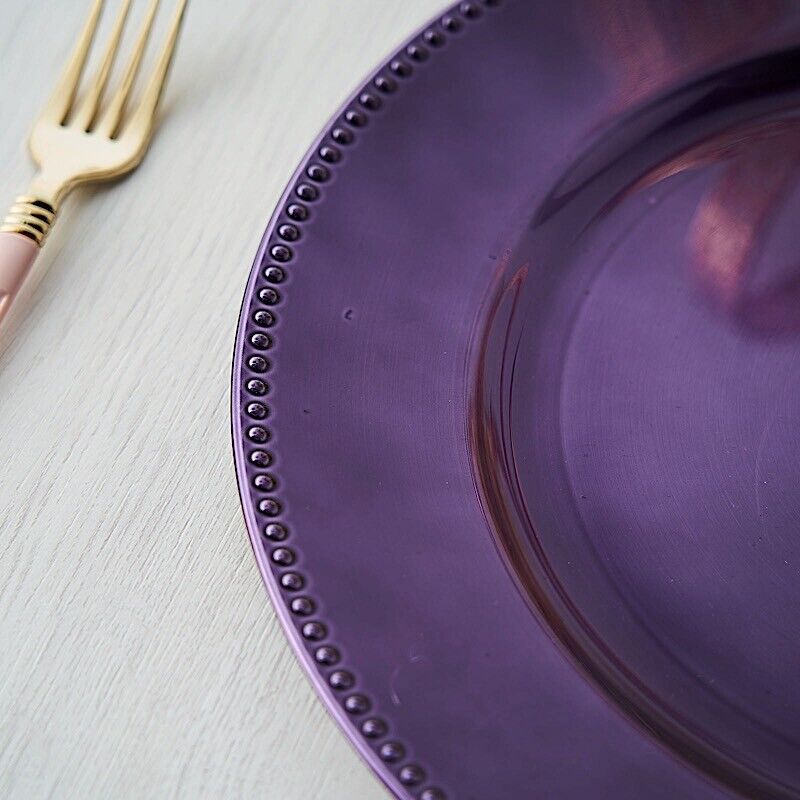 24 pcs 13&#x22; Purple BEADED Round CHARGER PLATES
