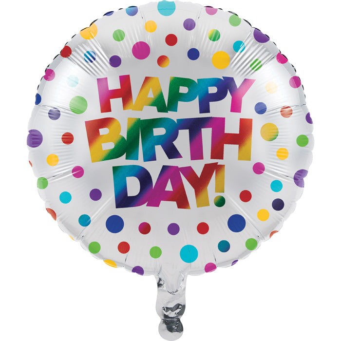 Rainbow Foil Birthday Metallic Balloon, 18&#x22;, Rainbow Foil Birthday
