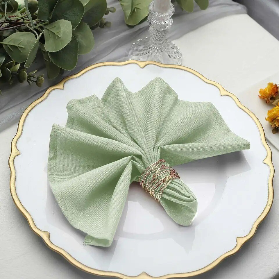25 pcs Sage Green Polyester 17x17&#x22; TABLE NAPKINS