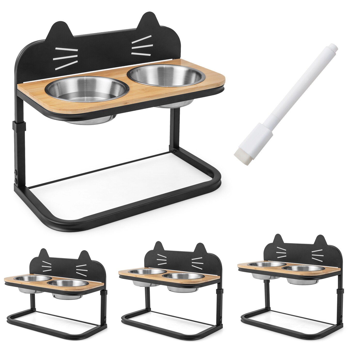 Elevated Pet Feeder With 2 Stainless Steel Bowls For Cats And Small And Medium Dogs