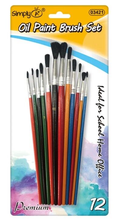 12-Piece Multi-Purpose Paint Brush Set for Artists