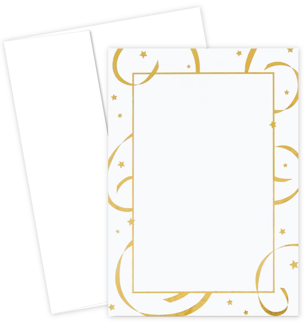 Great Papers! Flat Card Invitation and Envelopes, Silver Foil Stars and Streamers, 5.5" x 7.75", Printer Compatible, 10 Invitations/10 White Envelopes