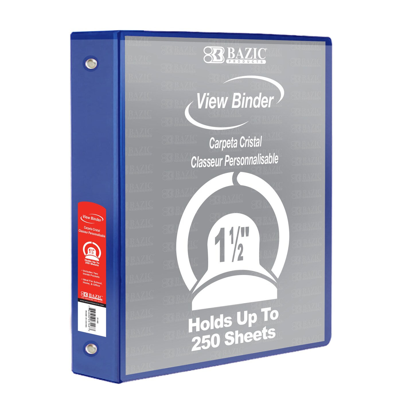 BAZIC 1.5&#x22; 3-Ring View Binder w/ 2-Pockets (11 Color Available)