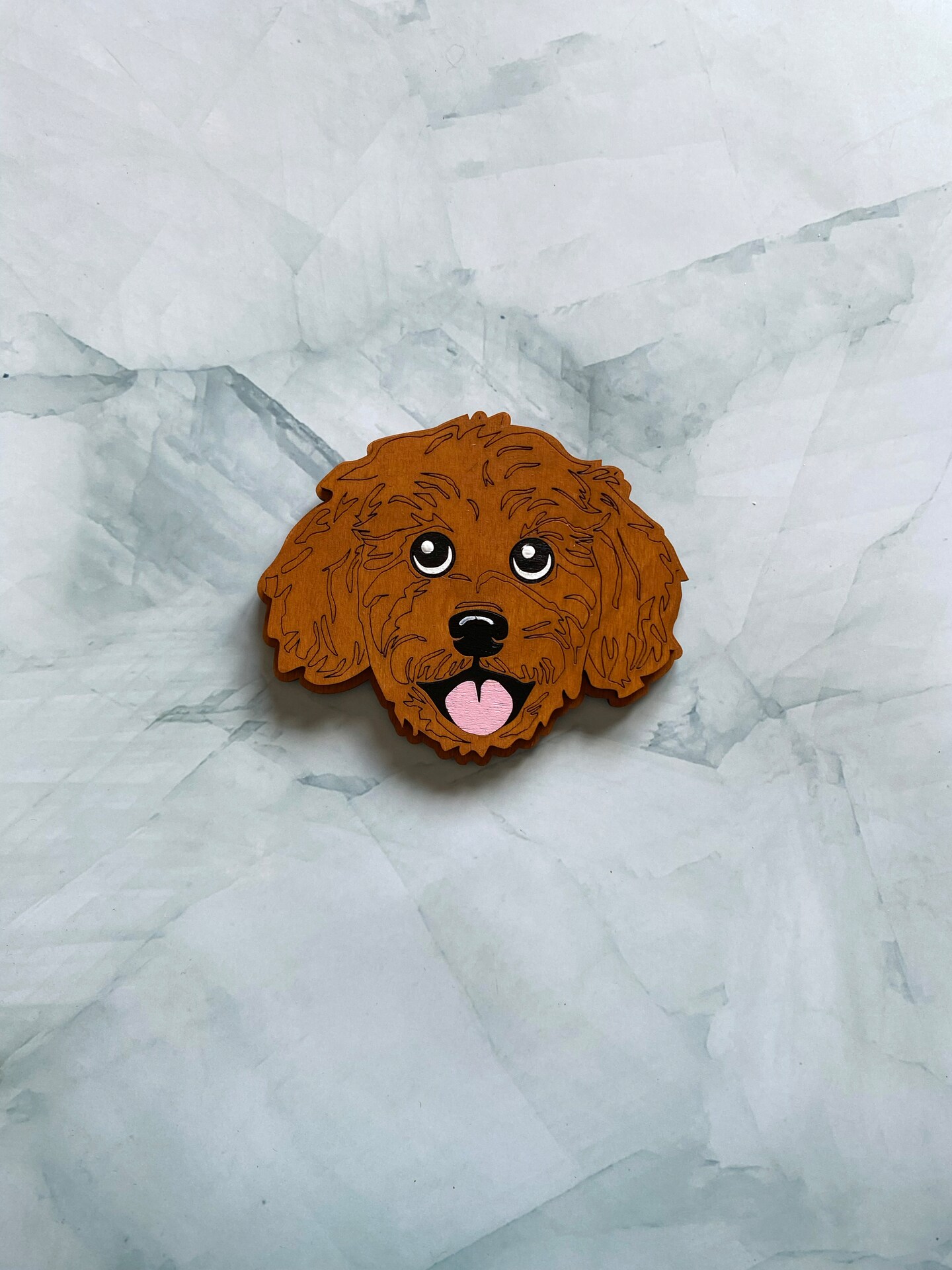Labradoodle handcrafted Dog magnet - wooden hand painted cute