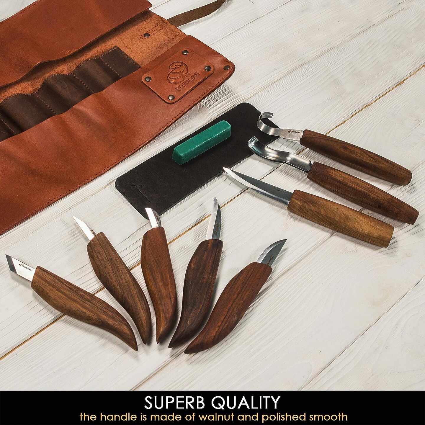 BeaverCraft Deluxe Wood Carving Kit S18X - Wood Carving Knife Set - Spoon Carving Tools Set - Whittling Knives Kit - Woodworking Kit Wood Carving Tools Kit Large Whittling Kit S18X