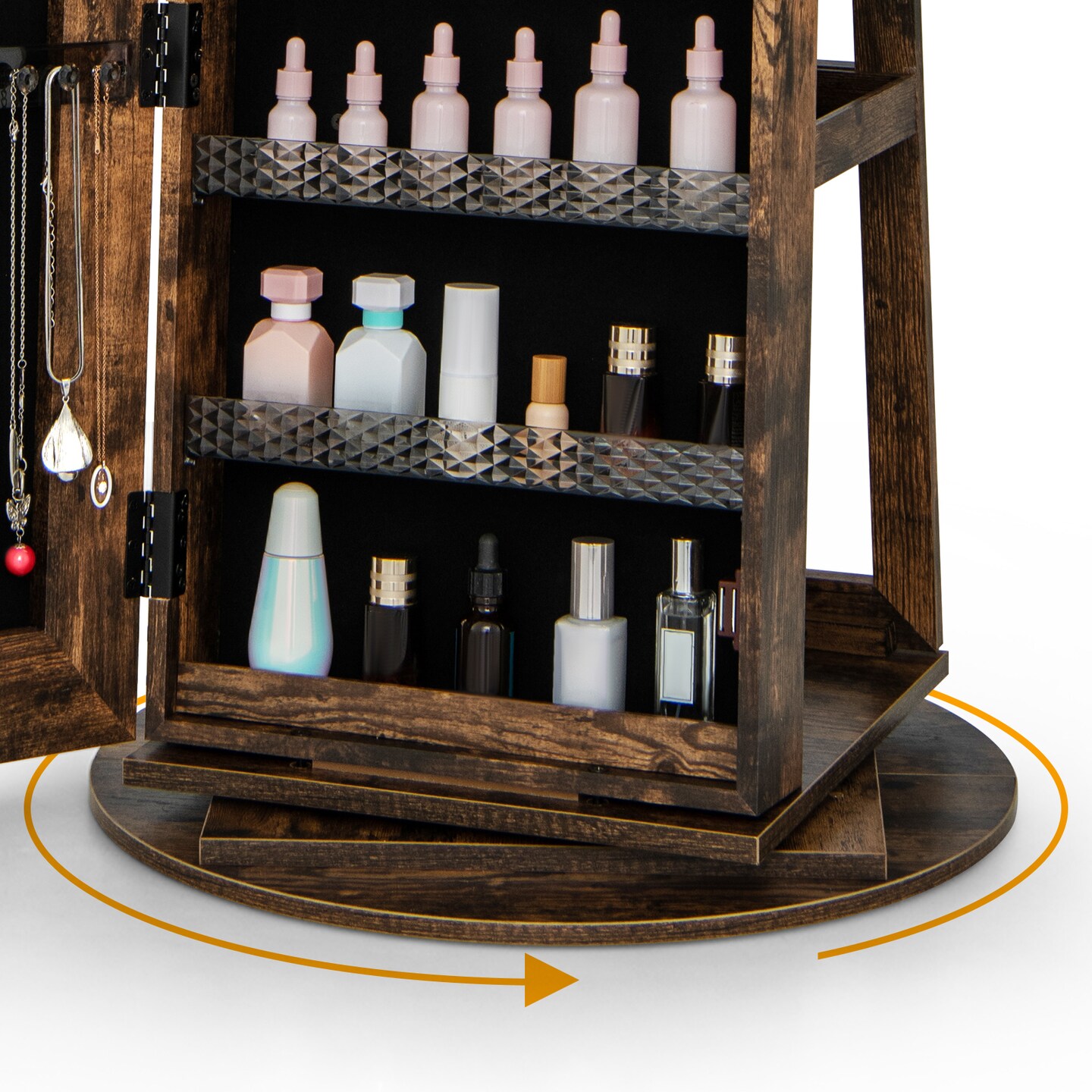 Standing Jewelry Cabinet With Adjustable Led Lights