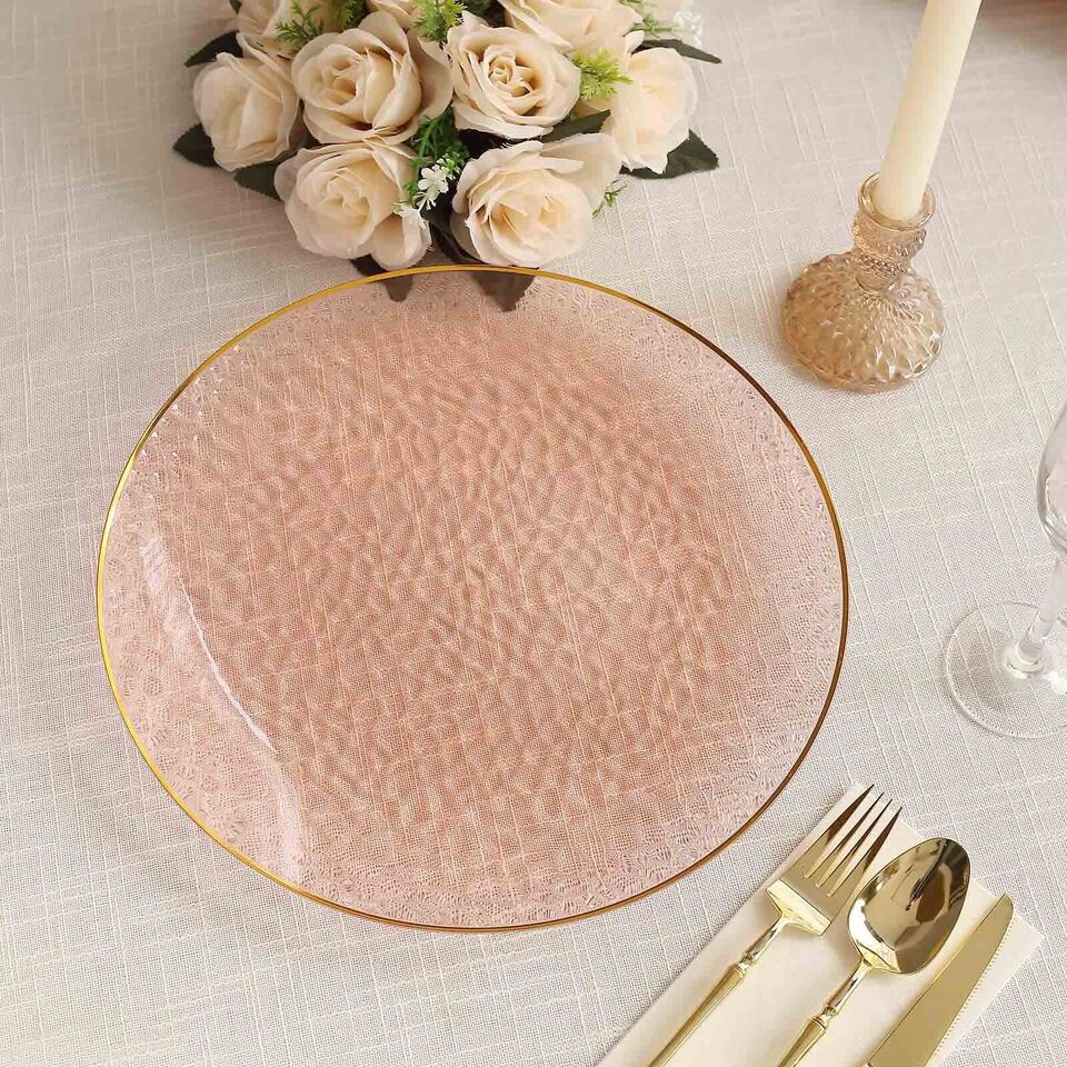 10 Blush 13 in Round Hammered Plastic CHARGER PLATES