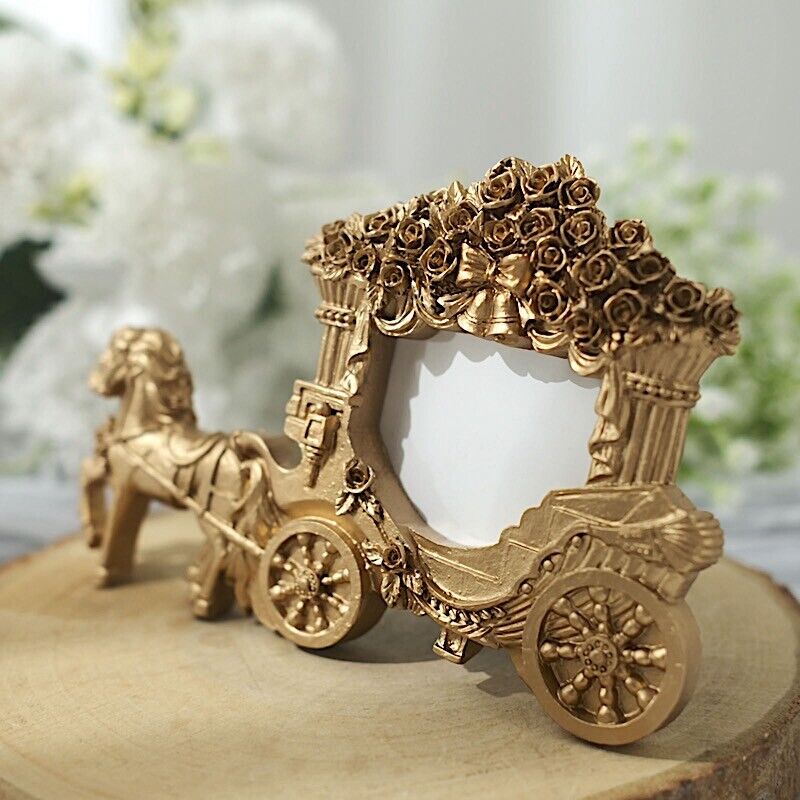 Gold 7&#x22; Horse Carriage PICTURE FRAME Party Wedding Favors
