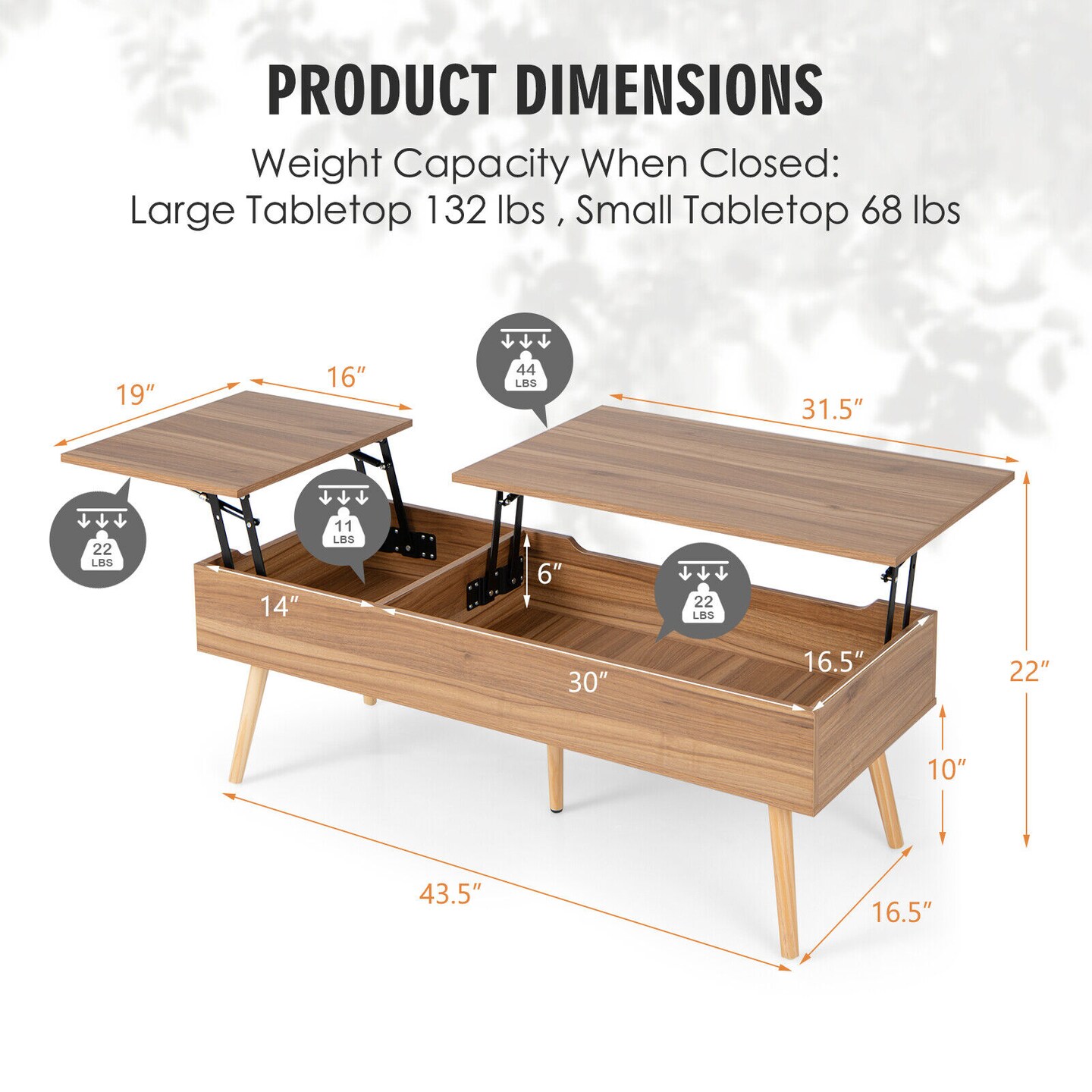 Lift Top Coffee Table with 2 Storage Compartments Engineered Wood Steel Brown