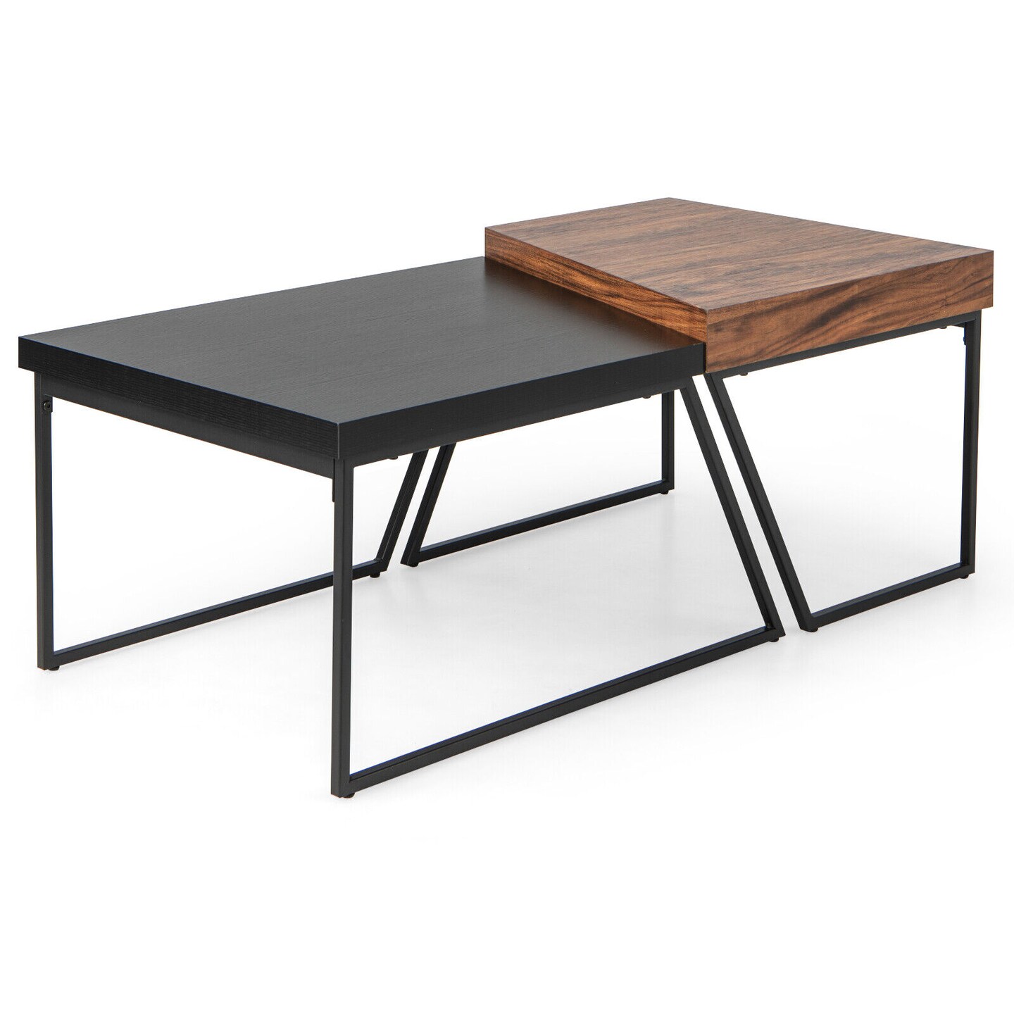 Set of 2 Geometric Shape Coffee Table with Powder Coated Metal Legs