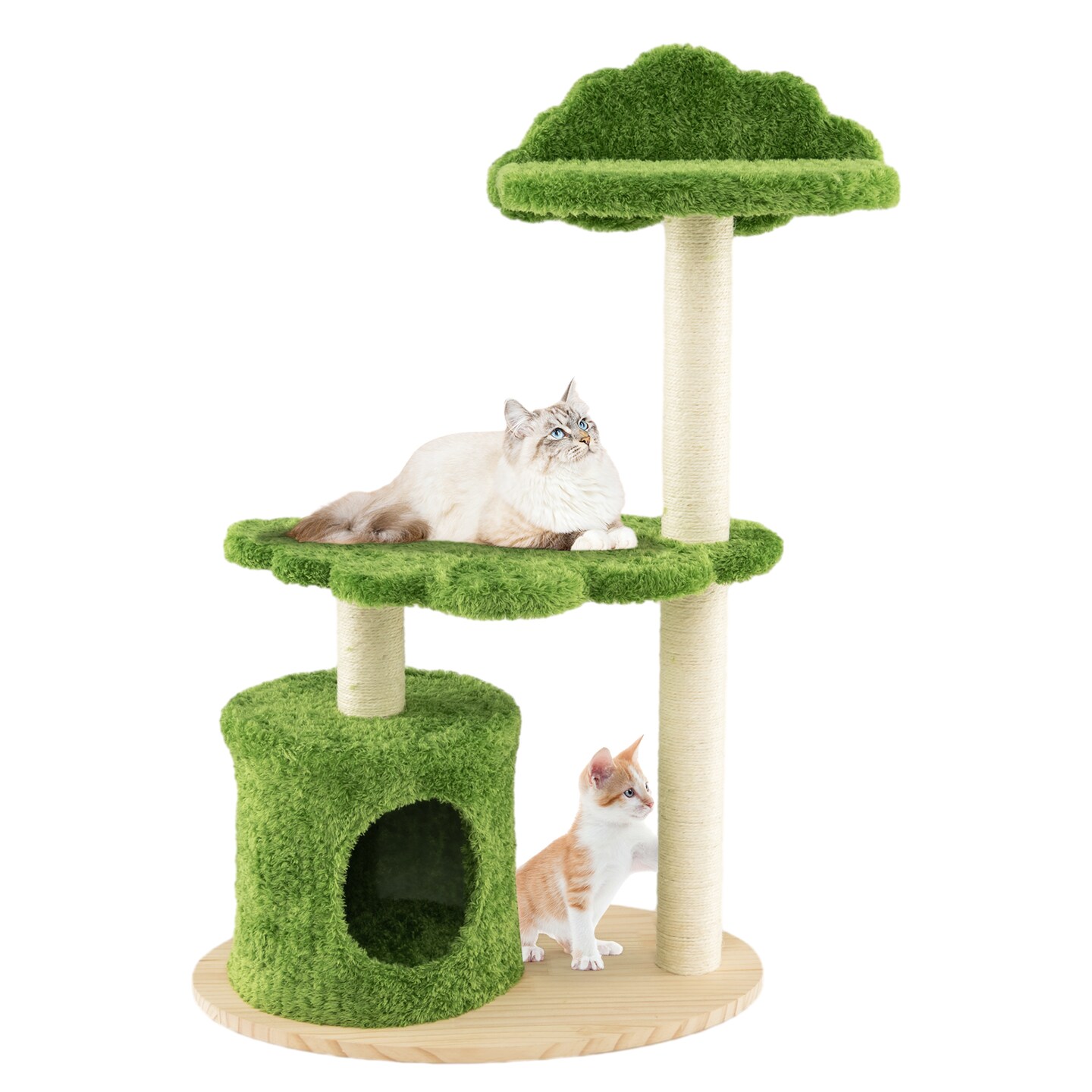 thumbnail image 2 of COSTWAY Cat Climbing Tree, 2 Condos Scratching Sisal Posts Cat Tower 2 of 13